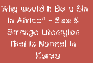 Why would It Be a Sin In Africa" - See 8 Strange Lifestyles That Is Normal In Korea