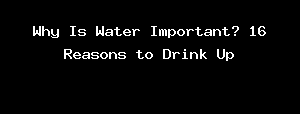 Why Is Water Important? 16 Reasons To Drink Up