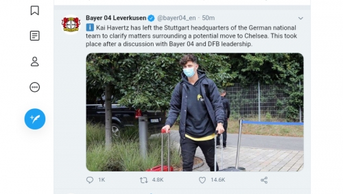 Kai Havertz Leaves Germany Camp To Complete Move And Blues To Net £143m For Hazard
