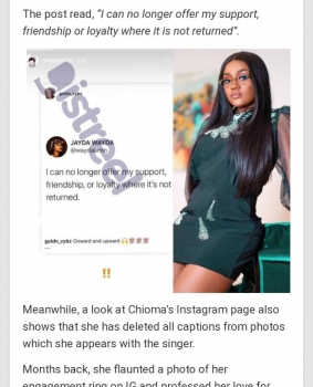 Chioma Finally Breaks Silence Following Reports About Crashed Relationship With Davido
